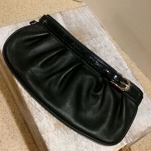 Loft Black Leather Clutch Purse